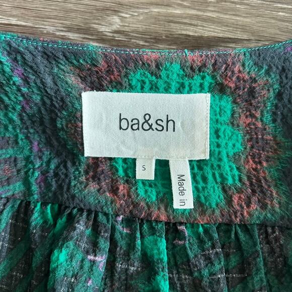 NWOT BA&SH Cally Ikat-print Gauze Crop Top Blouse In Vert Side Tie  Size Small - Picture 6 of 14